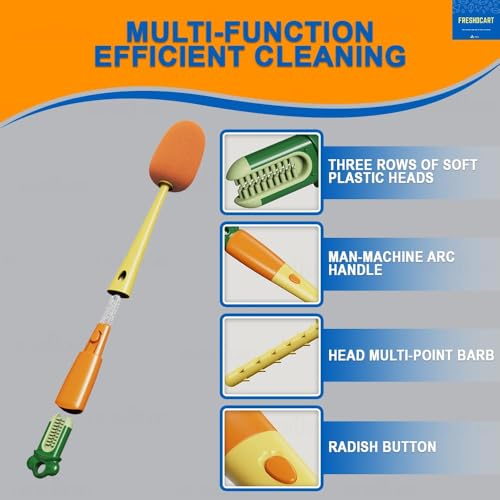 Image of UCRAVO 3 in 1 Multi Bottle Cleaning Brush,Sponge Baby Bottle Brush, Cup Lid Gap Bottle Cleaner Brush Cleaning Brush, Multifunctional Cup Brush with Long Handle for Water Bottles, Tumblers, Cups
