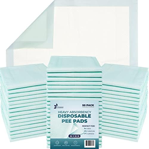 GREEN LIFESTYLE Disposable Underpads - Chucks Pads Disposable Adults, for use as Incontinence Bed Pads, Pet Pads, Pee Pads for Dogs, Cats, Bunny, Seniors Bed Pad (Pack of 50 - 36x36)
