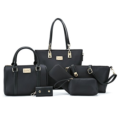 Womens 6 Pcs Shoulder Bags Top-Handle Handbag Tote Purse Set