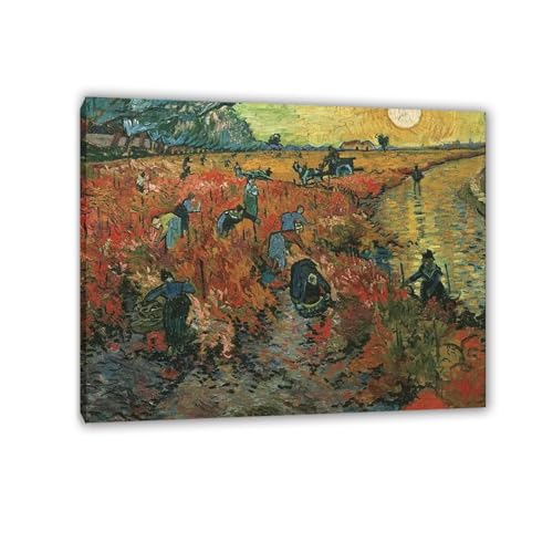 Tableau Les Vignobles Rouges de Van Gogh 50x40cm reproduction sur toile encadrée pour salon
