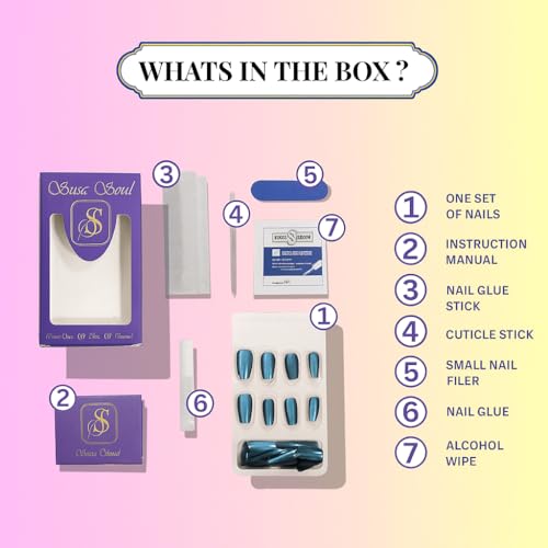 Image of 24 Pcs Reusable Artificial Nails Fake Nails with Glue and Kit|Caramal Shine High Shine Press On Nails | ABS Material UV Protected Long Lasting Finish | Reusable Customizable Nail Kit |Long Square Nails