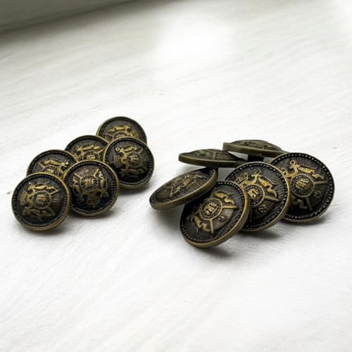 Image of REENA Shield Bronze Metal (6+6) Round Button for Coat Blazer Suit, Sherwani and Indian Dresses Sports Coat Uniform Jacket - Beautiful Ethnic Classy Design