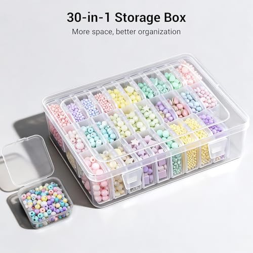 Image of Bead Organizer Box, 30 Pcs Small Beads Storage with 84 Label Stickers, Clear Plastic Small Containers for Jewelry Making, Diamond Painting, DIY Art Crafts, Bracelet Making, Nail Rhinestones, Seeds