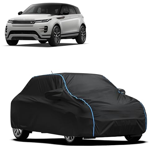 MWISS All-Weather Resistant Car Cover Compatible with Land Rover Range Rover Evoque | Mirror & Antenna Pockets | Elastic Bottom Hem & Adjustable Buckle Strap | 100% Dustproof & UV Protection