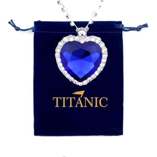 Titanic Heart The Ocean Simulated Blue Sapphire, Silver Necklace Pendants Jewelry Titanic Jewelry Gifts for Woman