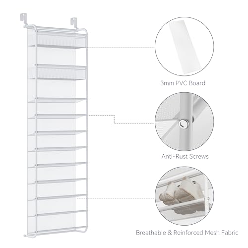 Image of Whitmor 27 Pair Over The Door Shoe Organizer, 11 Tier Hanging Shoe Organizer, Heavy Duty Metal & Mesh Shoe Holder, Hanging Shoe Rack for Closet Organizer & Storage,79.9 inchL x 21.7 inchW x 7.5 inchH, White