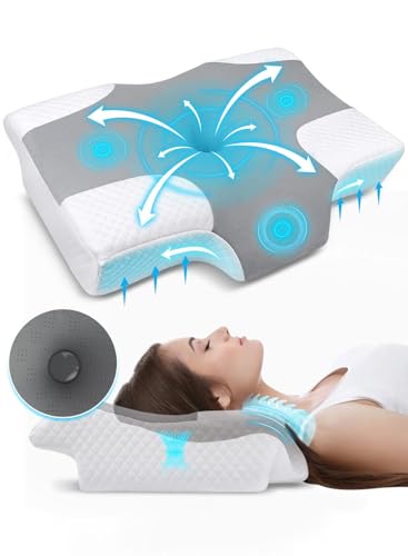 LAOGOT 枕 首が痛くならない 低反発 耳と後頭部の凹型中空設計・二重枕カバー構造・低め高め兼用 枕 安眠枕 高通気性 カバー洗濯可 まくら 低反発 寝返りやすい 仰向け寝 横向き寝 うつ伏せ寝 首こり・肩こり・いびき解消 敬老の日 プレゼント (グレー)