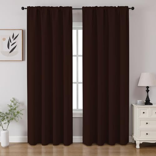 CUCRAF Lot de 2 Rideaux occultants de fenêtre à Isolation Thermique de Couleur Unie avec Passe-Tringle pour Chambre à Coucher et Salon, 132,1 x 241,3 cm,...