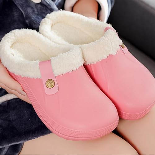 Clog Slippers for Women and Men Fur Lined Clogs Memory Foam Warm Fuzzy Slippers Winter Waterproof Indoor Outdoor Slipper3