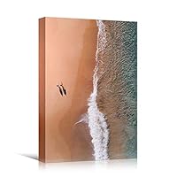 Canvas Wall Art Coastal Aerial View Beach Beach Blue Coastal Cool Photography Relax/Calm - 12x18 inches