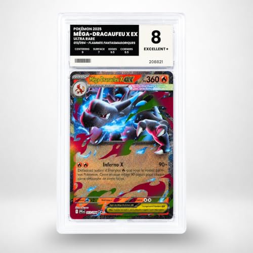 Carte Pokémon Gradée Méga-Dracaufeu X EX 013/094 - Flammes Fantasmagoriques - Note 8 Excellent+...