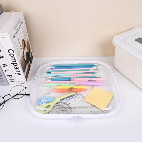 Image of Clear Hard Shell Zipper Case,3PCS Transparent Clear Laser Zipper Pouches,Hard Side Plastic Case Set,Portable Travel Storage Organizer Bins