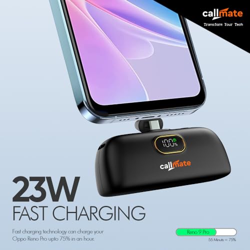 Image of CALLMATE Powernugget 5000mAh 23W Fast Charging Type C Power Bank with 23W Type C PD Input & Output, Compatible with Samsung Type C Phones, Tablets (Type-C, Li-Ion, Black)