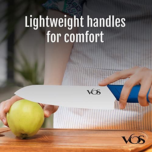 Vos Ceramic Knife Set, Ceramic Knives Set For Kitchen, Ceramic Kitchen Knives With Covers, Ceramic Paring Knife 4", 5", 6" Inch Blue #TOP3