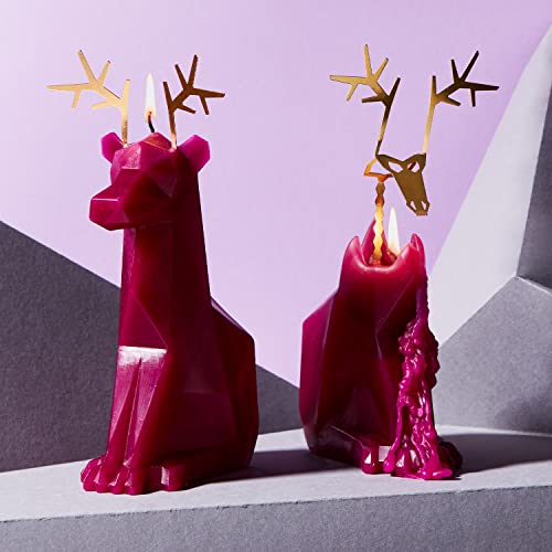 Pyropet Reindeer Candle - Burgundy - Reindeer Shaped Candle With A Gold Aluminum Skeleton Inside - 8 Hour Burn Time - 8” Tall - Christmas Decor, Gifts For Reindeer Lovers #TOP2