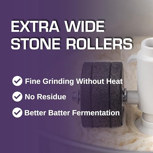 Image of Vidiem Topaz 150W Wet Grinder for Idli Dosa Batter | 2L Stainless Steel Drum, Extra Wide Stone Rollers, High Torque Motor | ISI Certified | ABS Body | 5-Yr Motor Warranty | Lavender