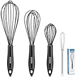 EEKEDO Silicone Whisk, 4 Packs Wire Balloon Whisks Egg Beater, Non-slip Handle Whisk for Non-stick C