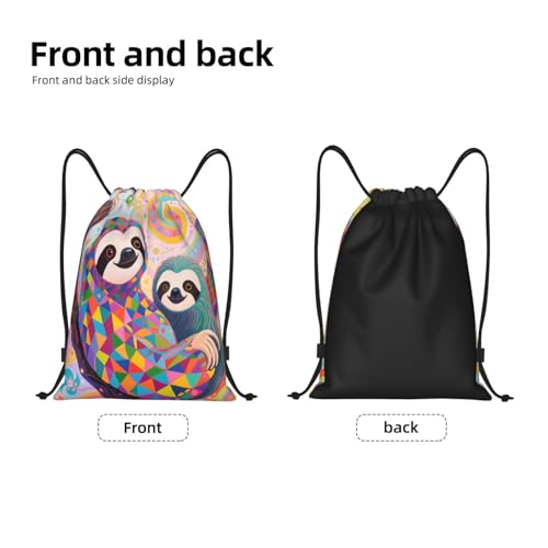Geometric Sloth Colorful Drawstring Bags Gym Sack String Bag For Sport Swim Yoga3