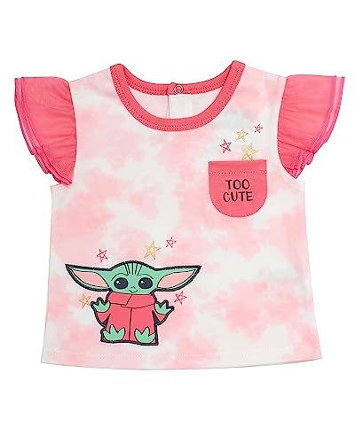 STAR WARS The Mandalorian Baby Girls' Clothing 4-Piece Set, Baby Yoda Baby Clothes with Bodysuit, Tee, Shorts, and Pants3