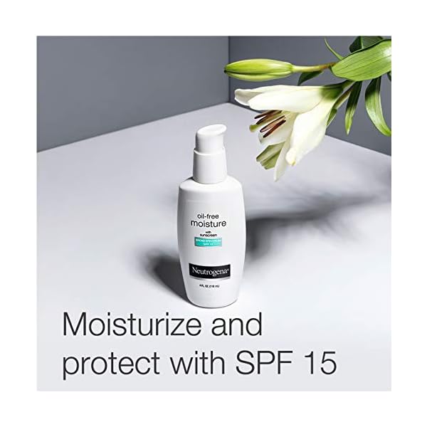 Neutrogena Oil Free Daily Long Lasting Facial Moisturizer & Neck Cream - Non Greasy, Oil Free Moisturizer Won't Clog Pores - SPF 15 Sunscreen & Glycerin, 4 fl. oz