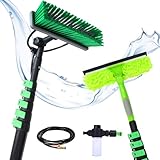 YFSMBD Cepillo Telescópico para Lavado 9m - con12m Manguera, Dosificador de Jabón, Limpiacristales - para Lavar Ventanas, Paneles Solares, Coches, Autocaravanas, Camiones, Techos y Fachadas