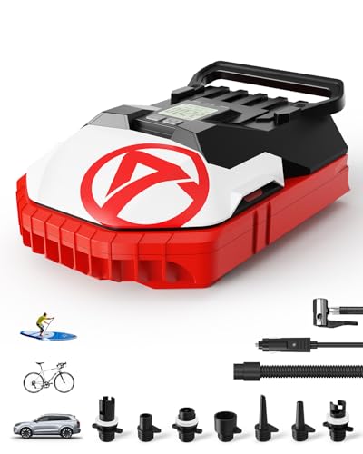 GICLE SUP Pumpe, Elektrische Paddleboard Pumpe mit 12V DC Kfz-Anschluss, Intelligent Geregeltes Aufblasen und Entleeren, Auto-Off für Reifen, Boot, Zelt (60 PSI Standardmodell)