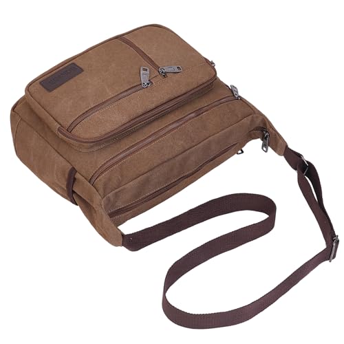 BOMKEE Umhängetasche Herren, Messenger Bag Groß Leinwand Schultertasche Shoulder Tasche 15.6 Zoll Laptop Bag für Arbeit Schule Reisen