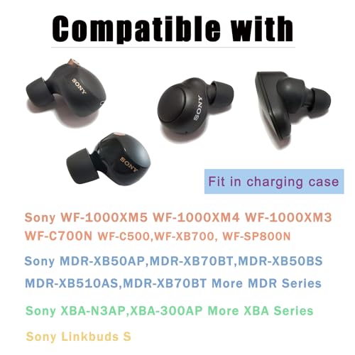 Image of Luckvan Soft Silicone Ear Tips for Sony WF-1000XM5 Earbuds Replacement Tips for Sony WF-1000XM4 WF-1000XM3, 4 Pairs Black