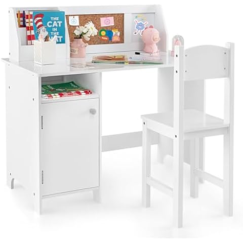 Bureau Enfant COSTWAY avec Chaise Cover