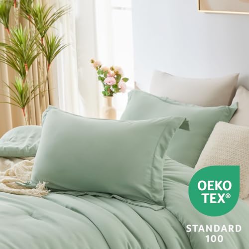image for Cozylux Twin XL Size Comforter Sets Sage Green 5 Pieces Twin extra Lon