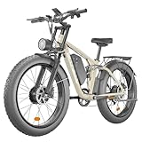 ZEEGR Electric Bike for Adults, 1000/2000W Dual Motor Ebike 26' Fat Tire Electric Bike 48V 22.4AH Removable Battery Mountain Dirt Bike Full Suspension Hydraulic Disc Brakes Electric Bicycle (Khaki)