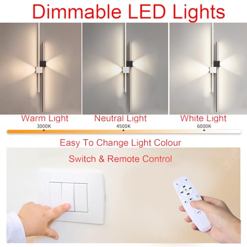 Aplique de pared interior LED regulable 3000K-6500K con mando para pasillo 3