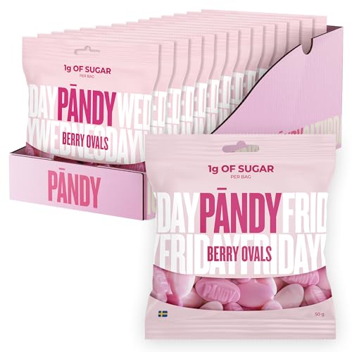 Pändy Bonbon Sans Sucre Gomme Fraise Grenade, Moins de 1g de Sucre, 14x50g