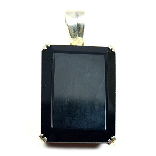 Pendentif onyx noir et émeraude taillée main, argent premium