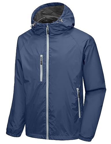 Little Donkey Andy Men’s Lightweight Windbreaker Jacket Breathable Windproof Hooded Wind Coat Hiking Running Golf Travel