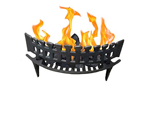 Vintage Decor® Cast Iron Bowed Fire Grate Set for 16 Fireplace Opening Includes Decorative Detachable Coal Guard and Ashpan