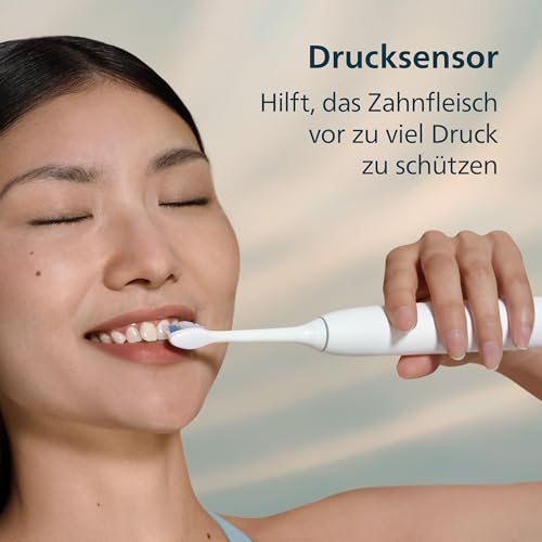 Philips Sonicare 5500 elektrische Zahnbürste, Schallzahnbürste mit 2 Putzmodi, Andruckkontrolle, EasyStart, SmarTimer und BrushPacer, Weiß, Modell HX7110/02 [Neue Technologie] 5