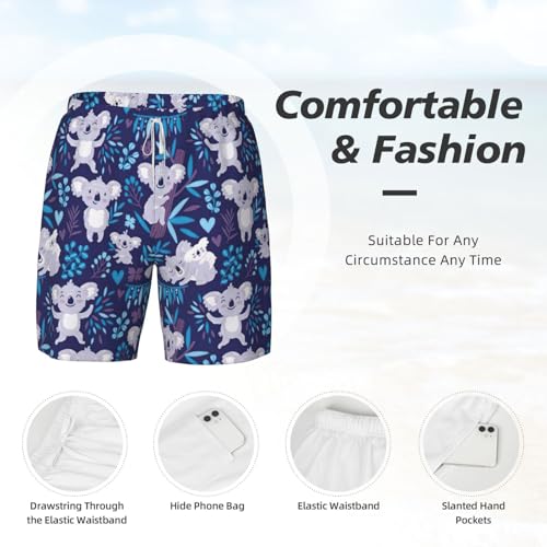 Short de bain homme imprimé koala idéal pour le surf et la plage