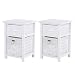 Produktbild EBTOOLS Nachttisch, 2pcs Nachtschrank Nachtkommode Nachttisch aus Holz mit Schublade und Rattankorb, 27,5 * 31 * 45,5 cm (Weiß)