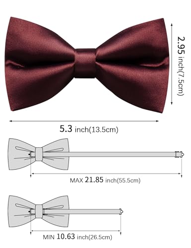 Image of Solid Color Bow Ties for Men Silk Pre-tied Tuxedo Bowtie Set 4PCS | Pre-tied in 3 seconds,adjustable 4PCS bow tie and pocket square cufflinks lapel pin set,wedding,formal,party,prom,graduation