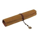 Autofor Retro Vintage Pirate Treasure Map Pattern Roll Up PU Leather Pencil Case Bag Holder Pouch Carrier Cosmetic Makeup Pouch Card Pocket (Compass)