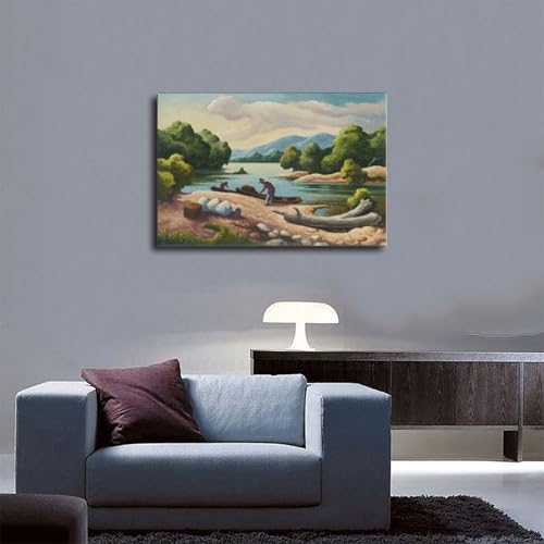 Impression giclée de rivière Thomas Hart Benton sur toile 40x61 cm avec cadre