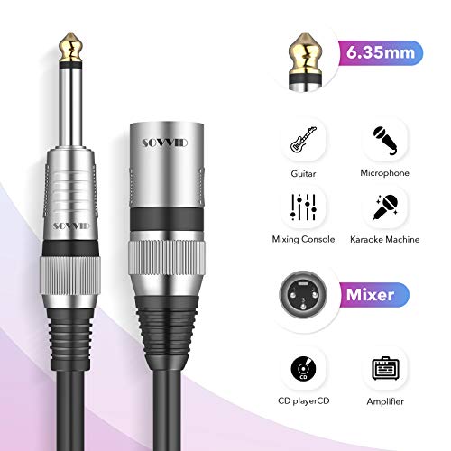 Sovvid SOVVID-X 3Ft Xlr Male To 1/4 Cable 6.35Mm Microphone Cord Ts Mono 3 Pin Male To Quarter Inch Ts Male Unbalanced Interconnect Wire Mic Cord thumb #1