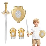 MOMSBIEND Kids Knight Costume with Armor Set - Medieval Crusader Role Play Costume for Boys 3-5, Plastic Armor Suit with Sword, Shield,Vambrace,Dragon Design Dress Up Cosplay