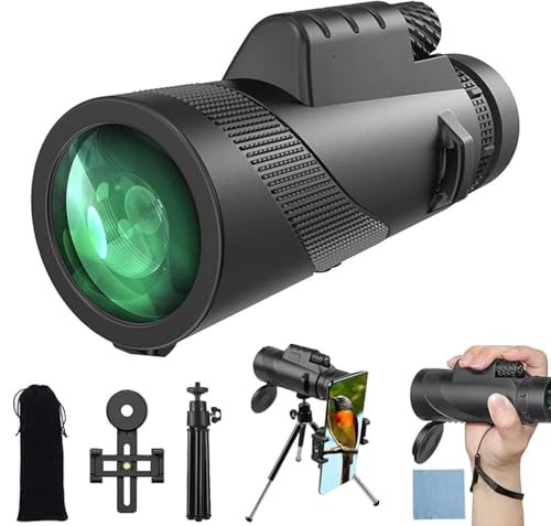 Severnier Telescopio Monocular, HD Monocular 12 x 50, Prisma BAK 4 de Alta Potencia y FMC monoculares, monocular, para observación de Aves, Caza, Viajes, conciertos (Negro Pro)