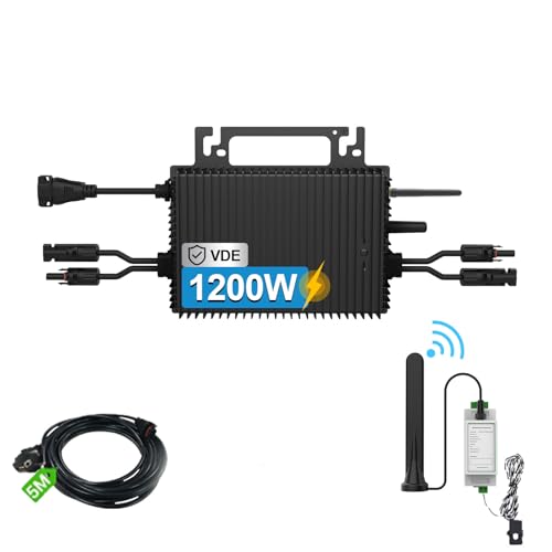 SUKFLOW Rückflussverhinderer Mikro Wechselrichter 1200w, Solar PV Wechselrichter mit WLAN, IP67 wasâ€¦ – Miniatur