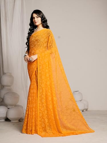 Image of Garden Vareli Lock Chiffon Floral Saree