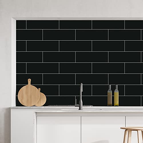 The Tiles Plaza Subway Peel And Stick Backsplash Tile, Self Adhesive Stone Composite Wall Tile, Black Decorative Stick On Tile For Kitchen, Bathroom, Fireplace, 30 Sheets #TOP6