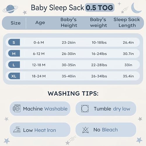Image of Unnivoll Baby Sleep Sack 12-18 Months 3 Pack 100% Cotton Lightweight 0.5 TOG Wearable Blanket Baby Sleep Bag with 2-Way Zipper for Newborn Infant (Large)