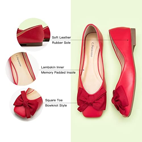 Image of C.Paravano Flats for Women | Ballet Flats | Square Toe | Dressy Casual Shoe